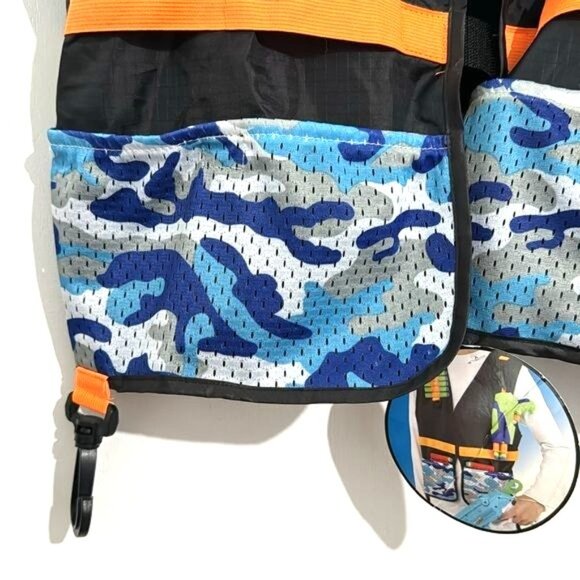 Tactical Vest Blue Camo One Size Fits Most Kids Outdoor Play Accessories - Picture 3 of 7